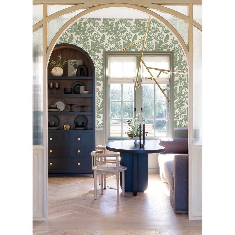 A-Street Prints Augusta Seafoam Flock Damask Wallpaper