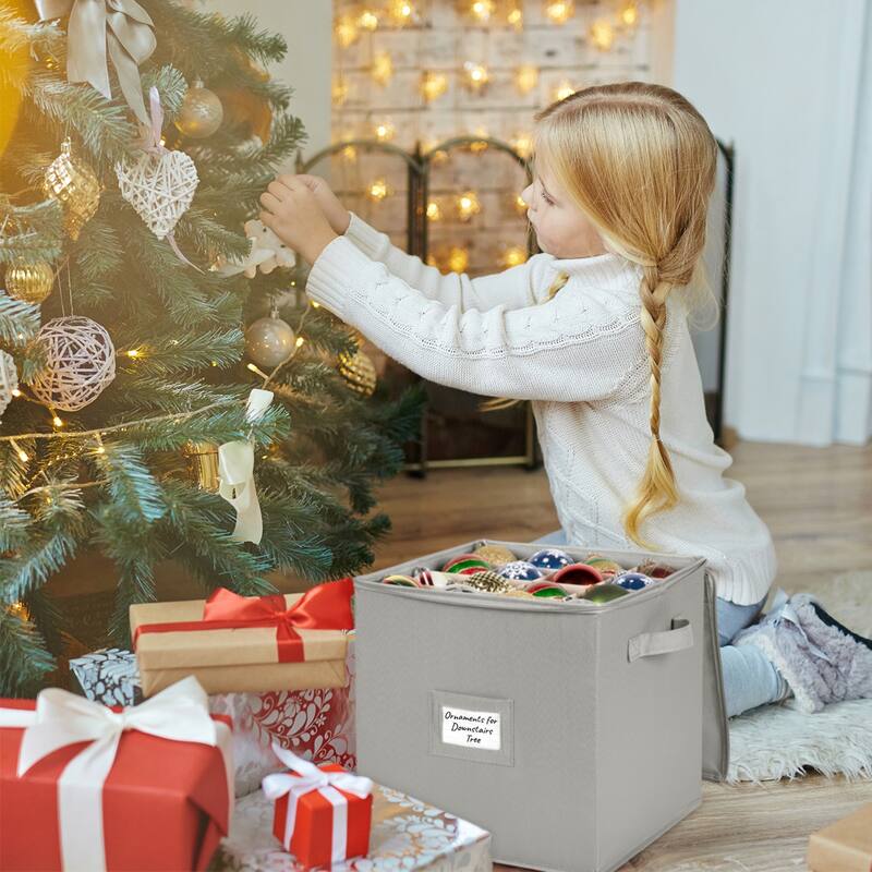 Christmas Ornament Storage Container – Heavy Duty 600D Canvas