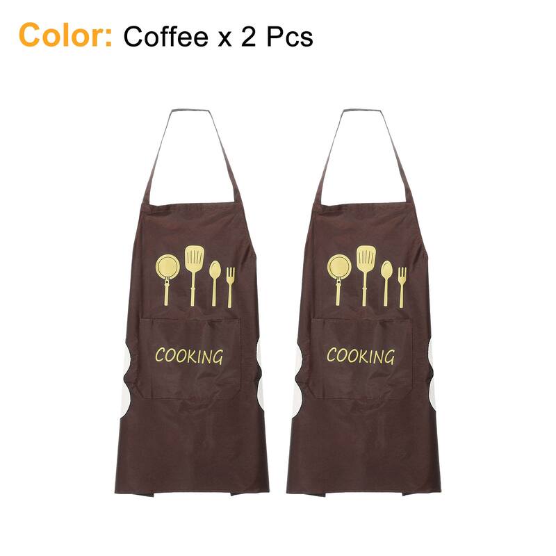 2pcs Bib Apron 72x65cm Unisex Cooking Aprons with Hand Wipe - 28.35" x 25.59"