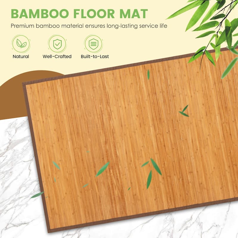 Costway 5' X 8' Bamboo Area Rug Floor Carpet Natural Bamboo Wood
