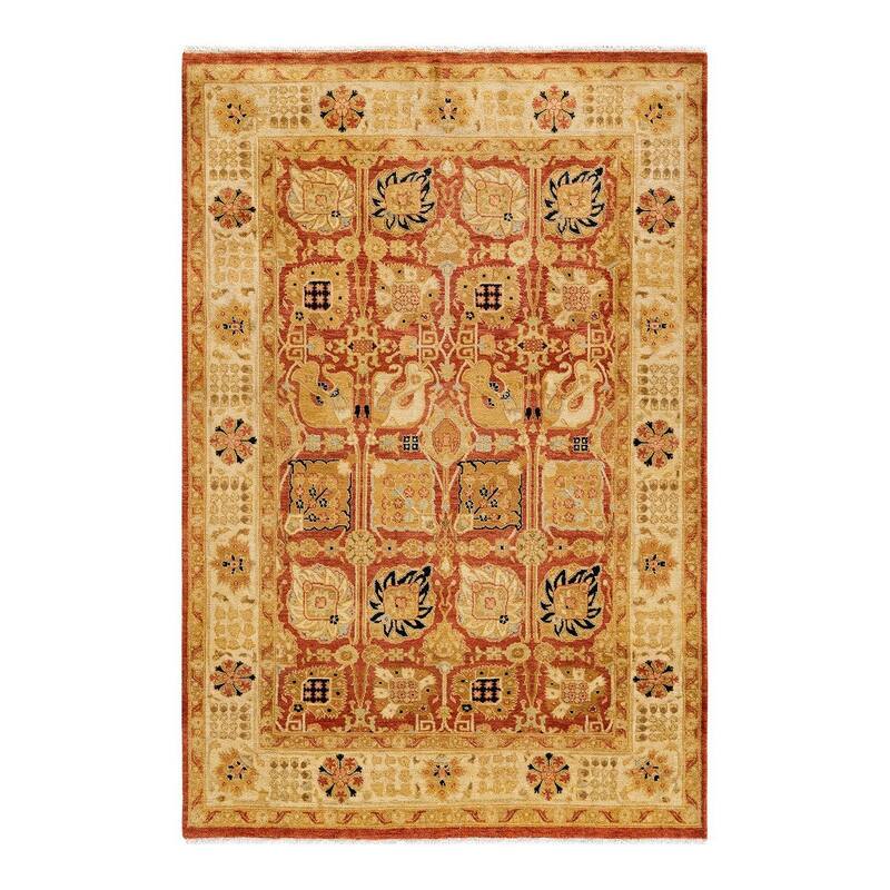 Overton Hand Knotted Wool Vintage Inspired Traditional Ottoman Red Area Rug - 4' 7" x 5' 10"