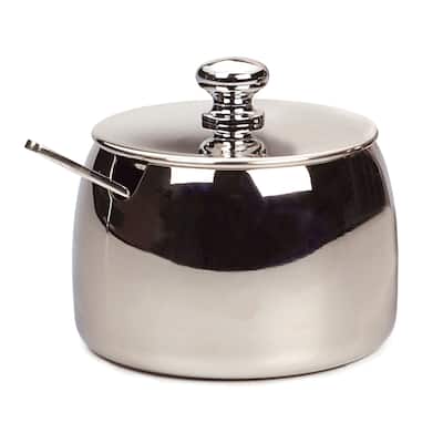 Stainless Steel Sugar Bowl and Spoon - 8 oz Capacity