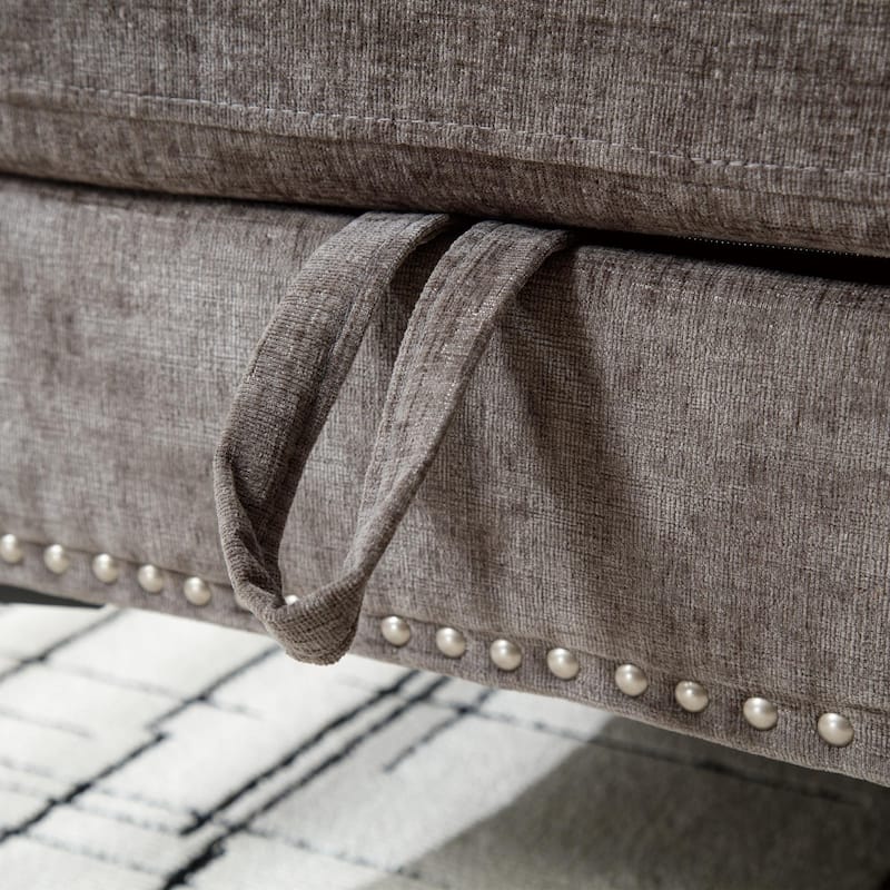 85'' L-Shaped 4-Seat Sectional Sofa with Convertible Storage Ottoman, Pillows, Solid Wood Frame, and Modern Tufted Design