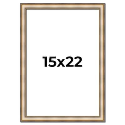 15x22 Frame Gold Solid Wood Shadow Box Width 1.5 Inches | Interior Frame Depth 2 3/8 Inches