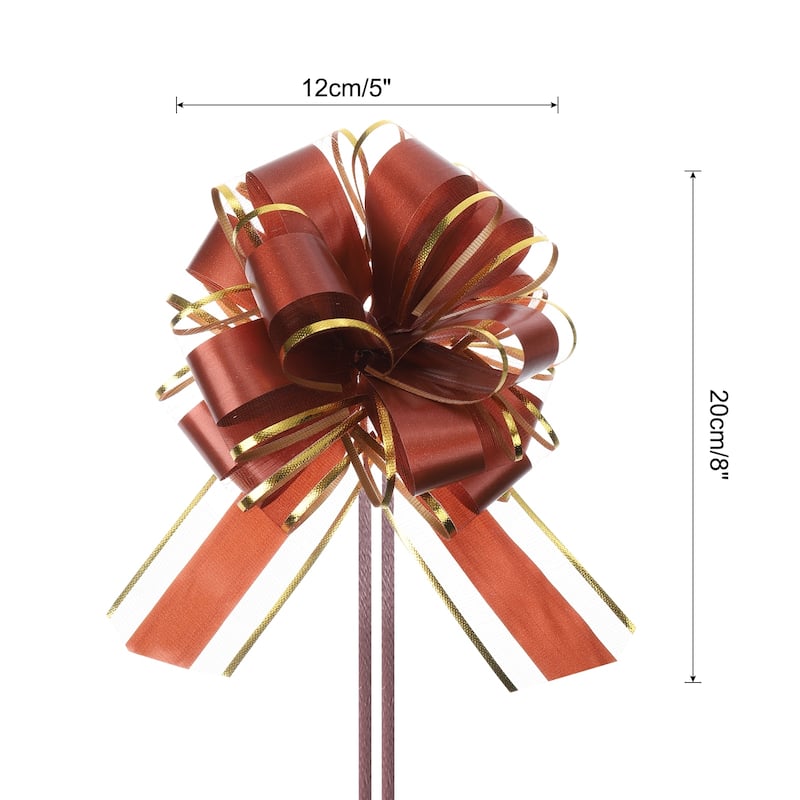 10pcs 6" Large Pull Bow Organza Gift Wrapping Bows Ribbon for Wedding - Coffee - 6 Inch
