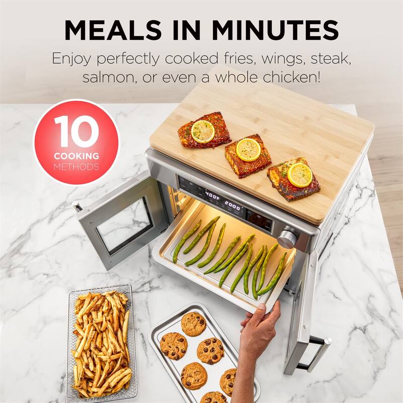 Ivation Dual Zone 10-in-1 Air Fryer Toaster Oven, 450° Temp, 1800W - Stainless Steel