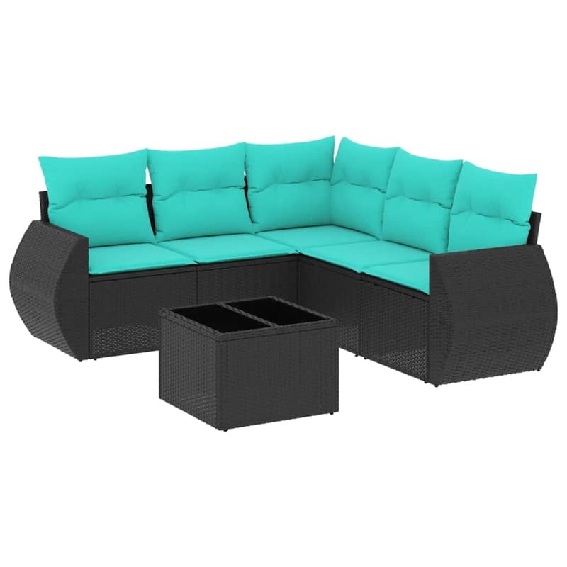 vidaXL Patio Sofa Set with Cushions Outdoor Conversation Furniture Poly Rattan - 24.4 x 24.4 x 27.2