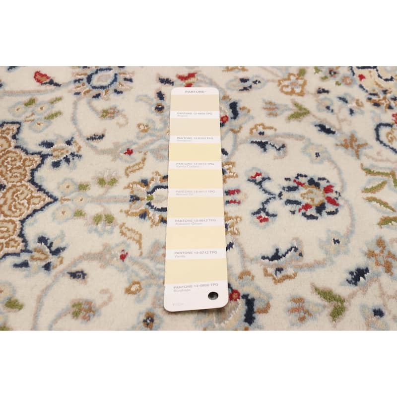 ECARPETGALLERY Hand-knotted Nain Cream Silk, Wool Rug - 2'8 x 30'11