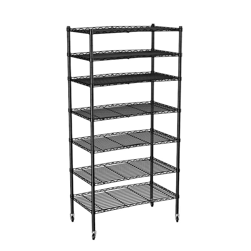 7 Tier Wire Shelving Unit Adjustable Metal Garage Storage Shelves with