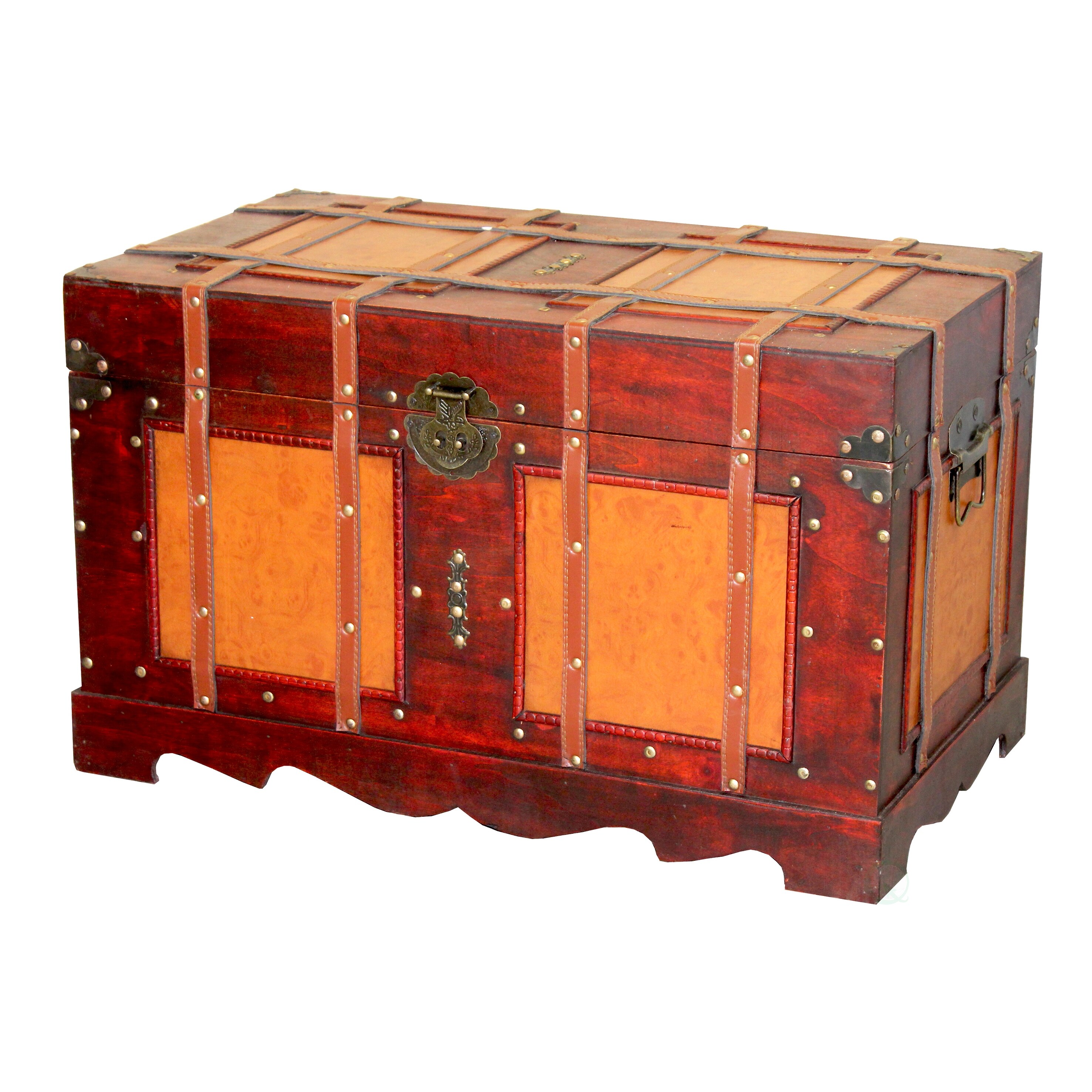 Large Antique Style Steamer Trunk Decorative Storage Box Overstock 19555912