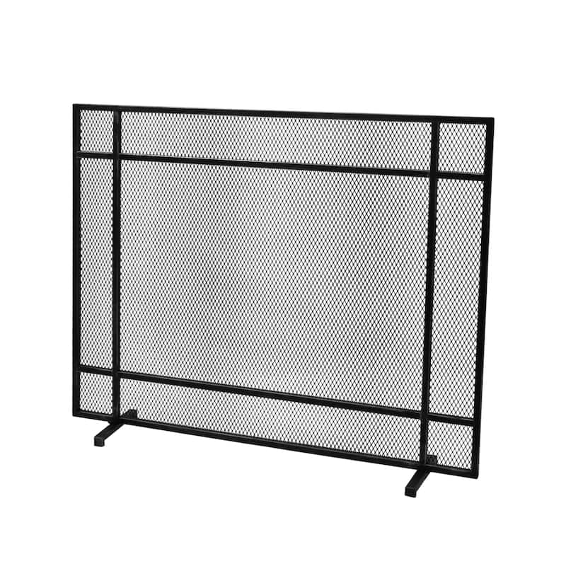 Roomfitters Minimalist Fireplace Screen, Single-Panel Design with Sleek Frame and Durable Mesh for Stylish, Functional Fireplace