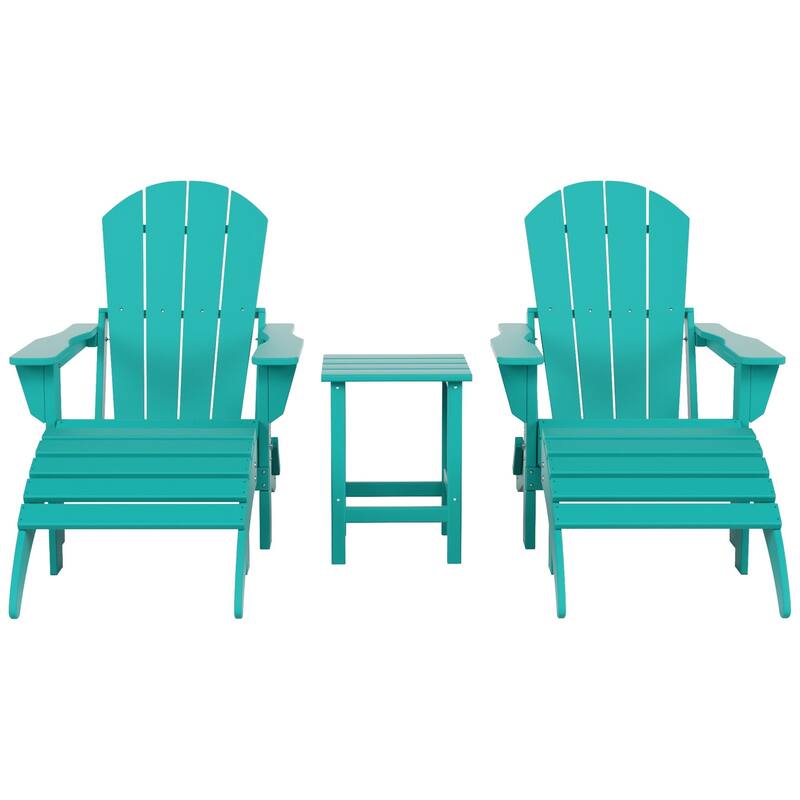 Polytrends Laguna Hdpe All Weather Outdoor Patio Foldable Adirondack Chairs Conversation Set (5-Piece Set)