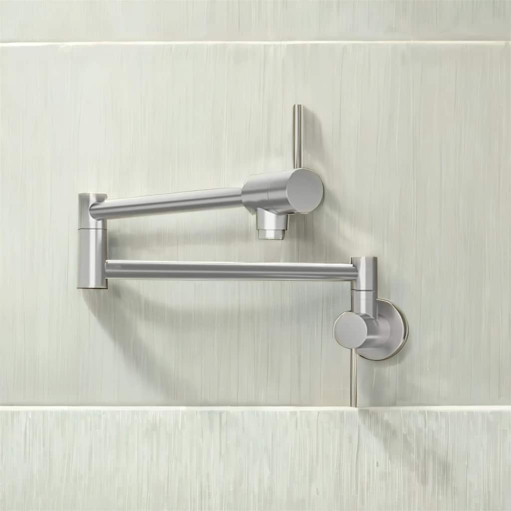 Wall Mount Kitchen Faucet, Folding Stretchable,Single Hole,Two Handles