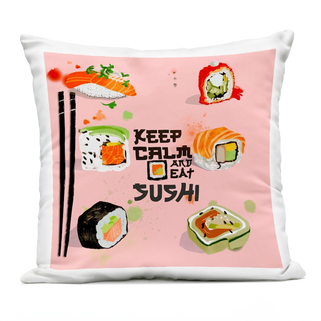 Stupell Keep Calm & Eat Sushi Printed Outdoor Throw Pillow Design by Juliet Rose Philips