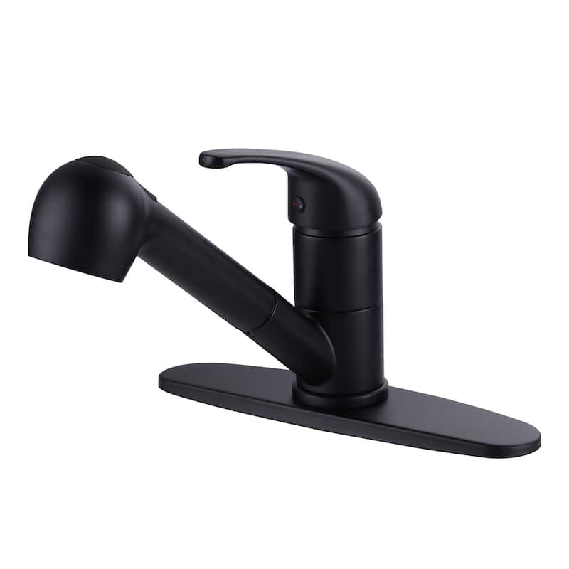 WOWOW Modern Single Handle Pull Down Kitchen Faucet - Matte Black