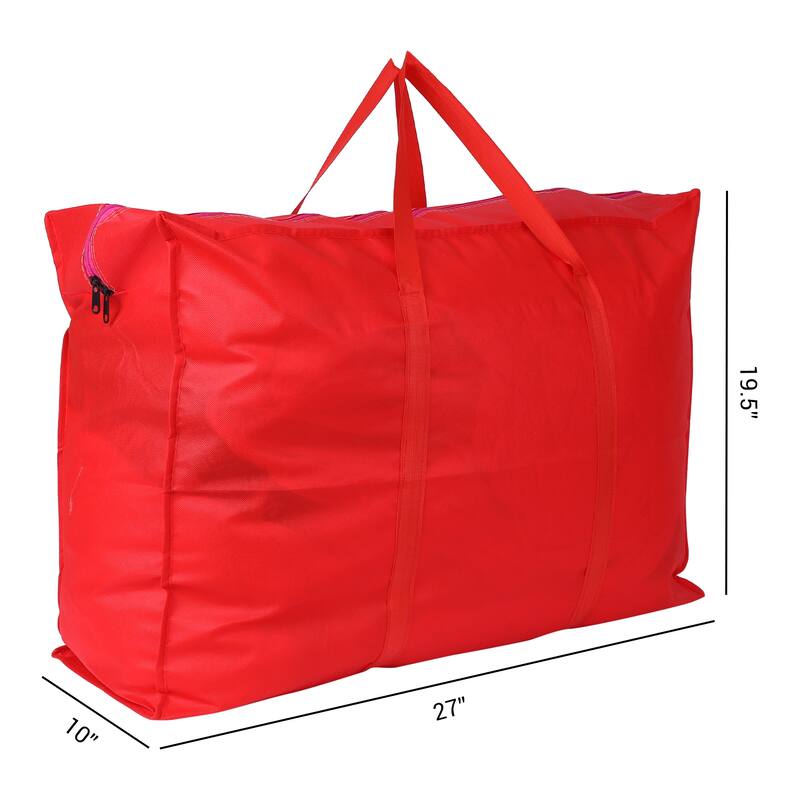1 Pack Clothes Storage, Foldable Storage Bags, Moving Bags for Organizing Closet Organizers and Storage with Handles - Red - 27*20*10in