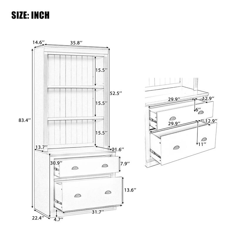 Merax Modern 2-Piece Bookcase Suite with LED Lighting and Adjustable Shelves