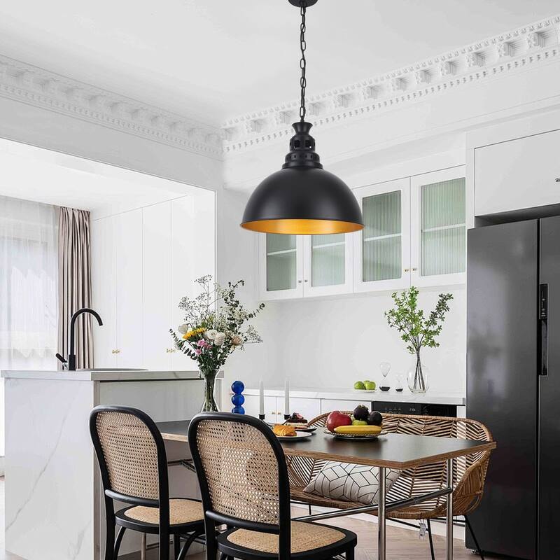 Stylish and minimalist single-light gray metal pendant lamp with an arched metal lampshade