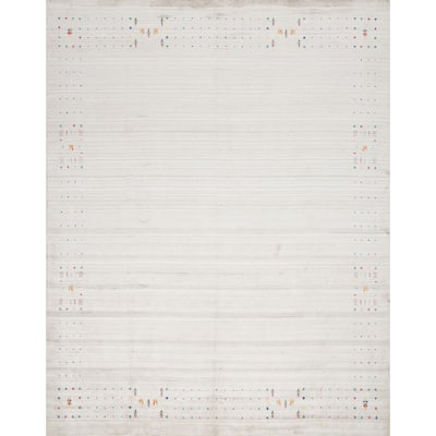 Hand Knotted Oriental Viscose Silk Carpet Tribal Animal Pictorial Beige & Ivories Gabbeh Area Rug - 9' 10'' X 10' 2''