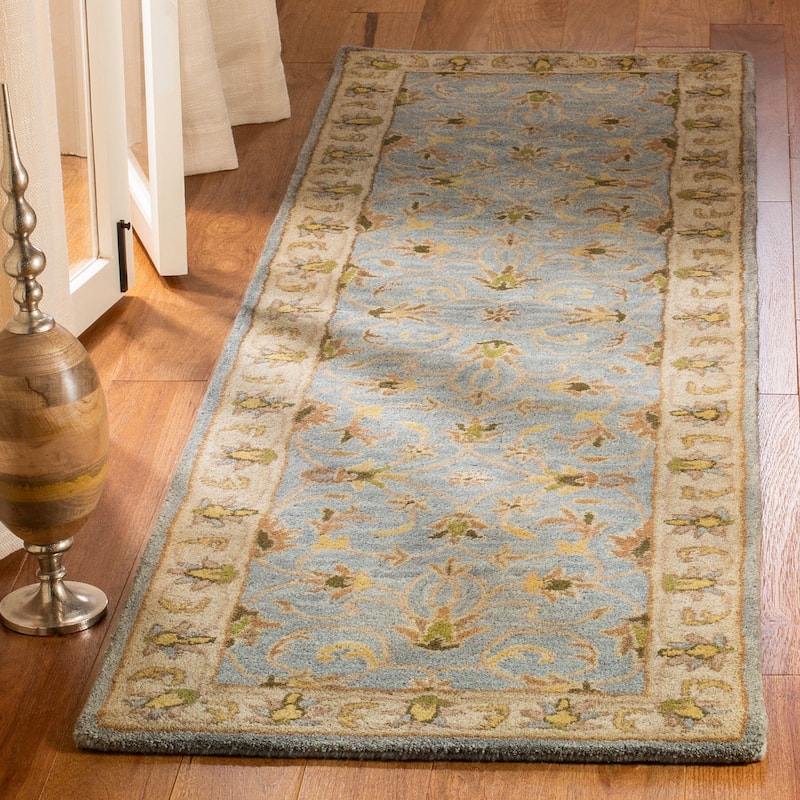SAFAVIEH Handmade Heritage Turtoise Traditional Oriental Wool Rug - 2'3" x 10' Runner - Light Blue/Beige