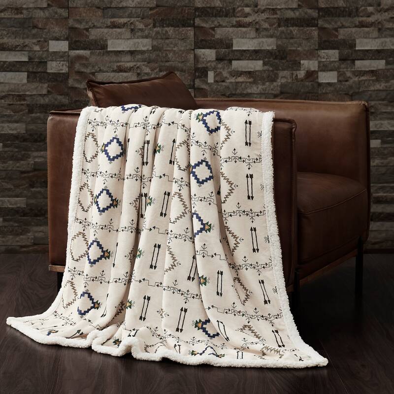 Indigo Hill by HiEnd Accents Campfire Sherpa Fleece Throw, 1PC or 3PC - 1-Piece - Arrow