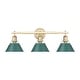 preview thumbnail 2 of 0, Yep by Golden Lighting Orwell 3-light Vanity in Brushed Champagne Brass and Pine Green shade