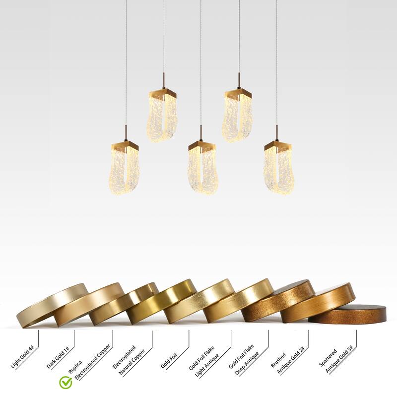 Modern Gold LED 5-Light Island Chandelier Kitchen Island Pendant Light