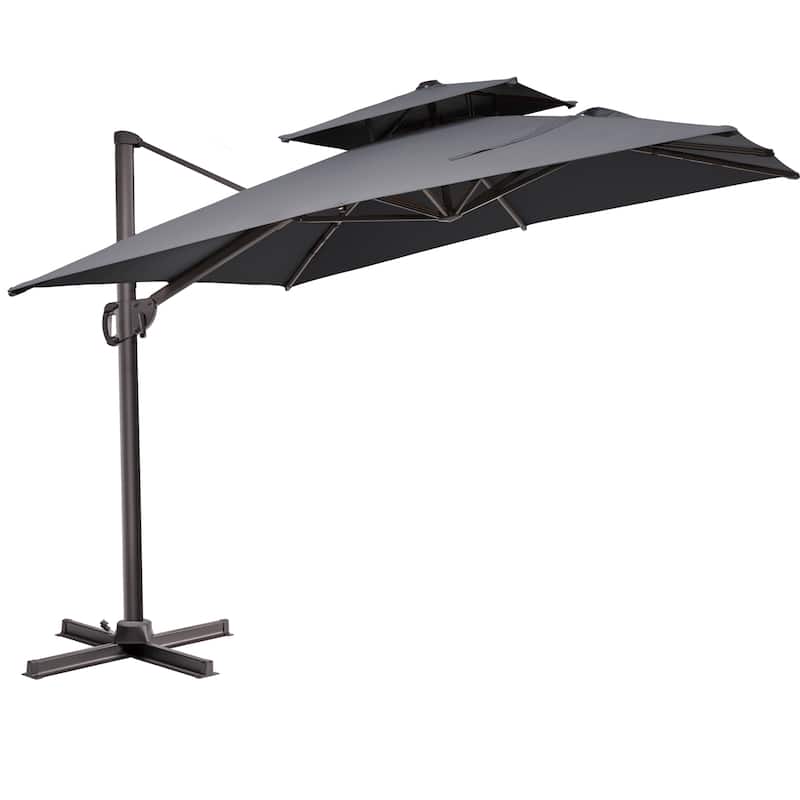 Outdoor 9x11FT Patio Umbrella Cantilever Offset with Dual Top