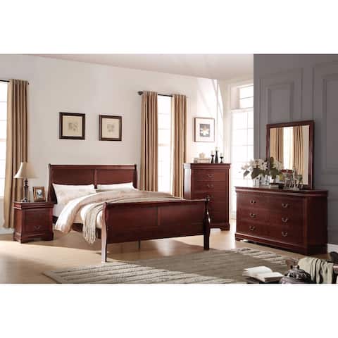 Transitional Style Wooden Queen Size Sleigh Bed, Brown