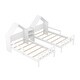 preview thumbnail 22 of 26, Double Twin Size Platform Bed with House-Shaped Headboard and Built-in Nightstand, Grey - Functional Design for Kids' Rooms