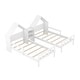 preview thumbnail 22 of 26, Double Twin Size Platform Kids Bed Frame with House-Shaped Headboard and Built-in Nightstand, No Box Spring Required, Grey