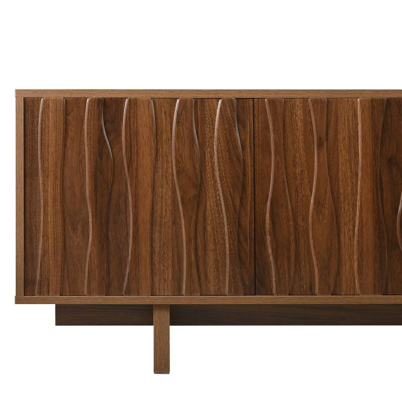 Wooden 69.6"Wide TV Stand for TVs up to 75", Rustic Media Console, Sturdy Base TV Cabinet with Cable Management