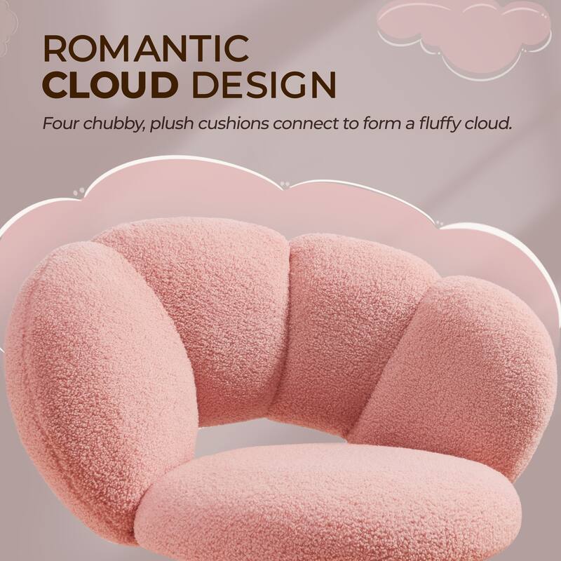 Yaheetech Upholstered Desk Chair Rolling Computer Chair with Cloud-shaped Backrest