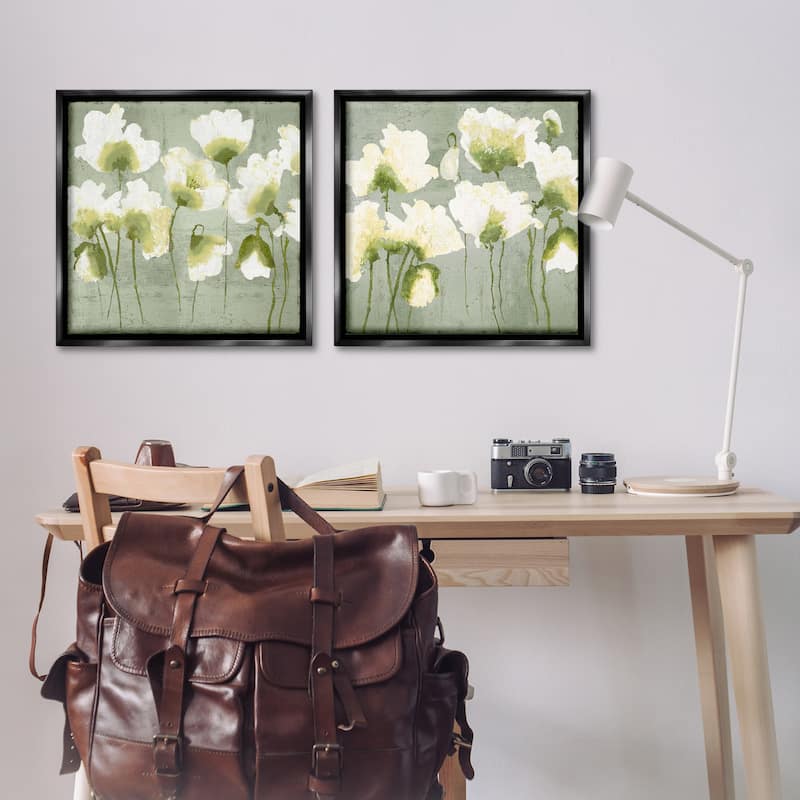 Stupell Charming White Blooms Framed Floater Canvas Wall Art Design By Vanessa Austin (Set of 2)