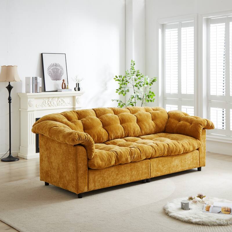 99.2" Fabric Modern Classic 3-Seater Sofa with Plush Cushions
