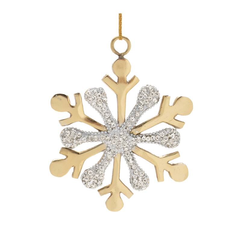 HomeRoots Set of Two Gold And Silver Metal Snowflake Shaped Ornaments