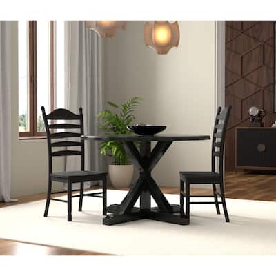 Round Top X Base Pedestal Dining Table - 48" - Black