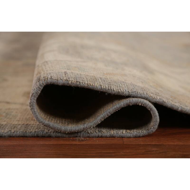 Hand Knotted Oriental 100% Wool Carpet Transitional All-Over Greys & Charcoal Oushak Area Rug - 11' 11'' X 9' 0''