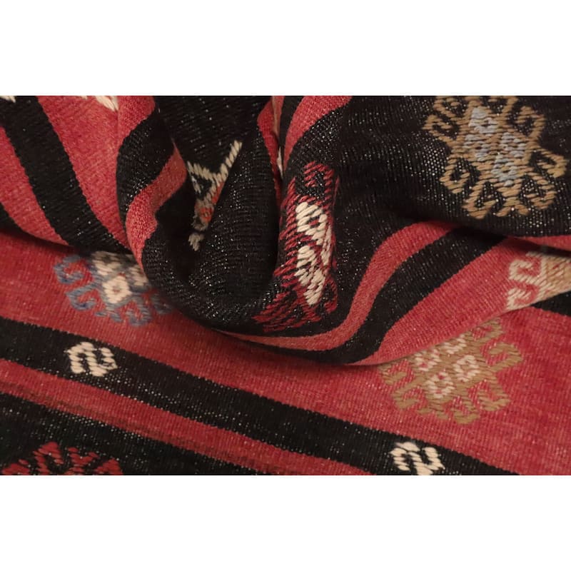 Hand Woven Oriental 100% Wool Carpet Southwestern Tribal Red Kilim Area Rug - 9' 8'' X 5' 11''
