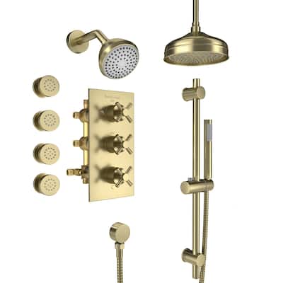 8-In Ceiling Mounted Shower System with Sliding Bar and 4 Body Sprays