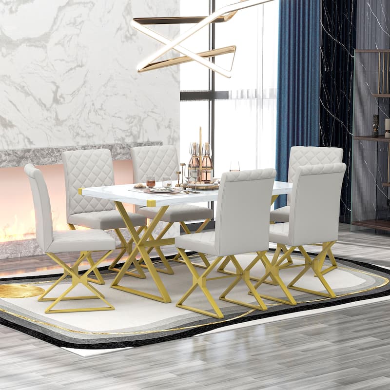 7Piece Modern Dining Table Set Bed Bath & Beyond 39122393