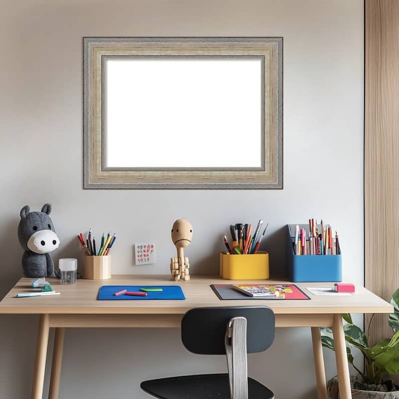 Amanti Art Fleur Champagne Silver Framed Dry Erase Magnetic Board