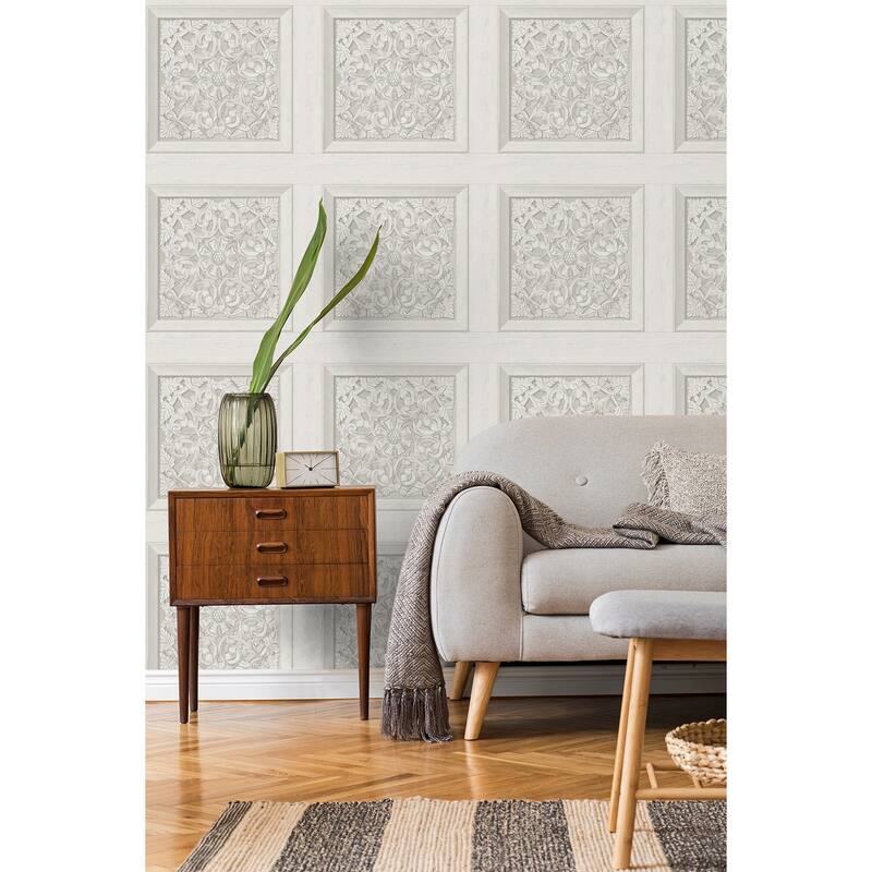 Fine Decor Albie Dove Carved Panel Wallpaper