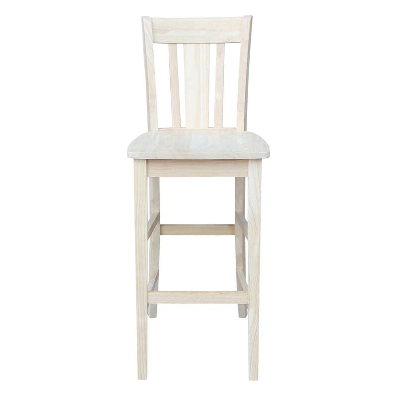 42" Round Pedestal Bar Height Table with Two San Remo Stools - Unfinished