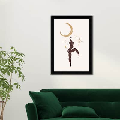 Wynwood Studio Prints Music and Dance Dancing in the moonlight Gold and Bohemian & Eclectic Wall Art Canvas Print