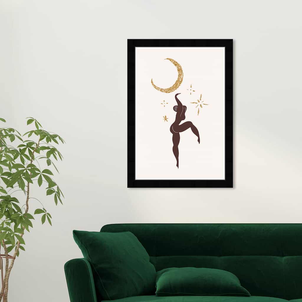 Wynwood Studio Prints Music and Dance Dancing in the moonlight Gold and Bohemian & Eclectic Wall Art Canvas Print