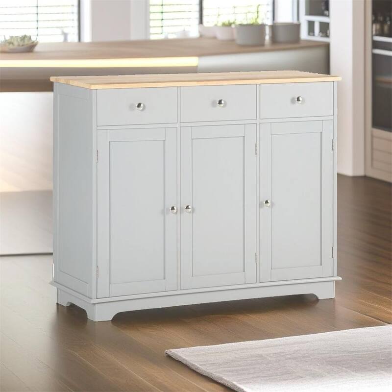 Buffet Cabinet with Drawers and Adjustable Shelves - N/A - Gray