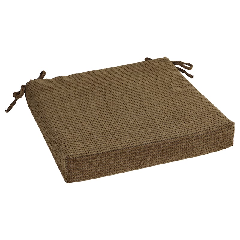 20-inch by 19-inch Jacquard Chenille Chair Cushion - 20 x 19 - Gingham Brown - Single