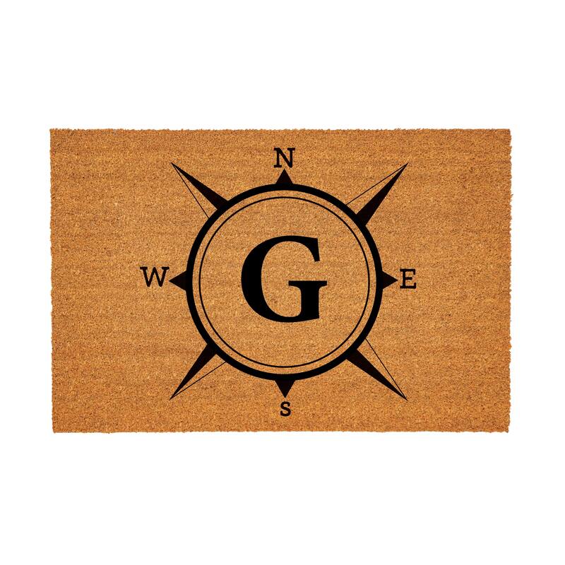 Coastal Coir Mat Compass Monogram 36"x24" - Letter G