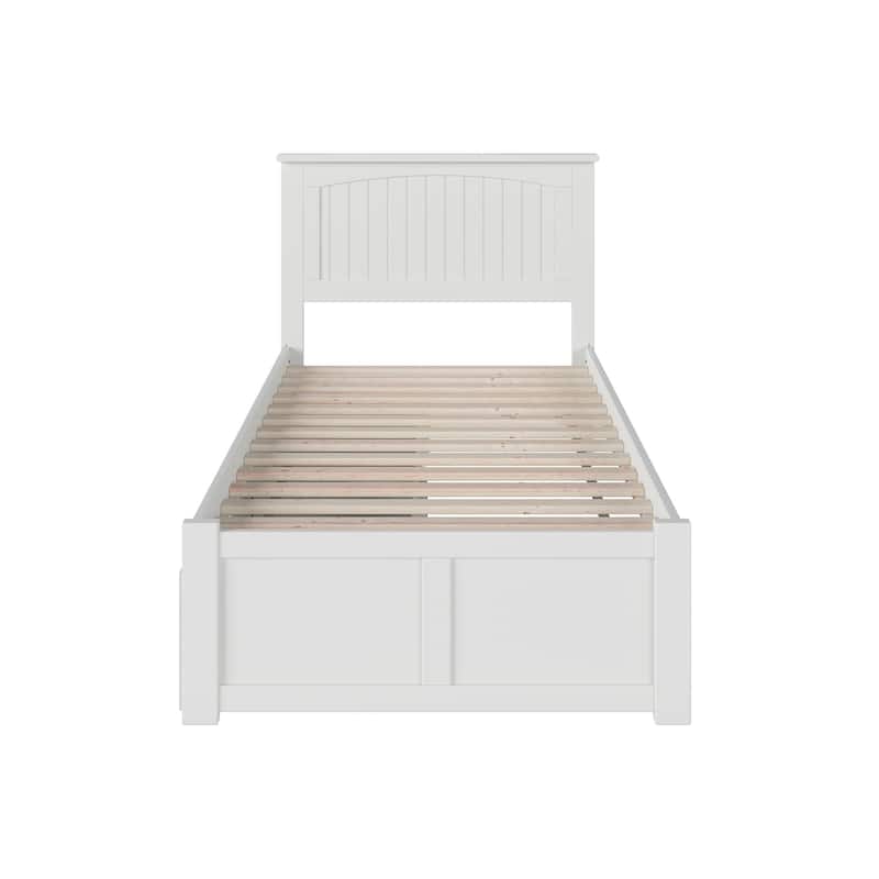 AFI Nantucket Twin Platform Bed with Footboard and Storage Drawers in White